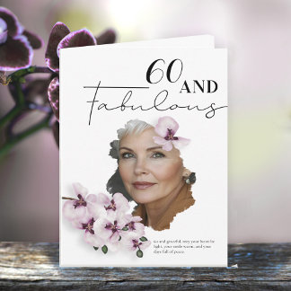 Cartão de aniversário com foto de orquídea para 60