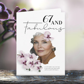 Cartão de aniversário com foto de orquídea para 67