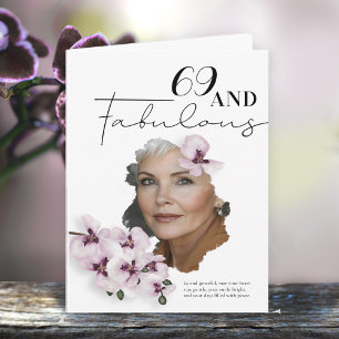 Cartão de aniversário com foto de orquídea para 69
