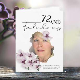 Cartão de aniversário com foto de orquídea para 72