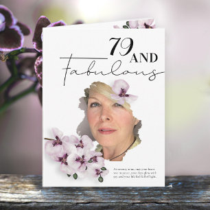 Cartão de aniversário com foto de orquídea para 79
