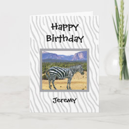 Cartão de aniversário com foto de zebra para uma c