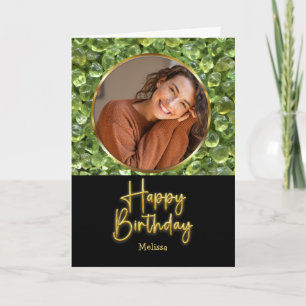 Cartão de Aniversário com Foto e Letra Dourada da