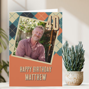 Cartão de Aniversário com Foto Única Masculina