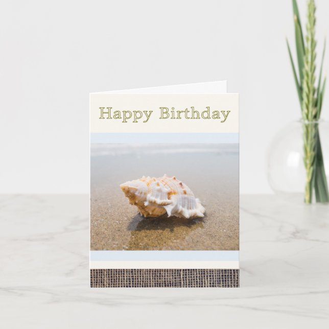 Cartão de Aniversário com Fotografia de Concha na  (Frente)