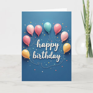 Cartão de Aniversário com Fundo Azul
