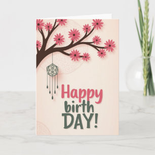 Cartão de Aniversário com Galho Floral