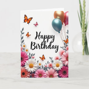 Cartão de Aniversário com Gerberas