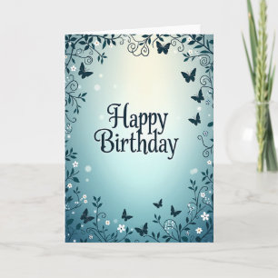 Cartão de Aniversário com Gradiente Floral