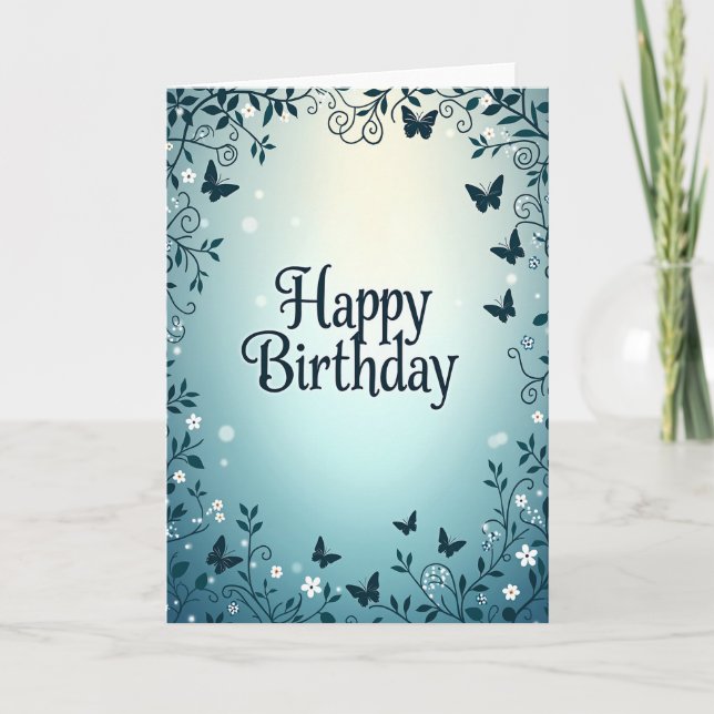 Cartão de Aniversário com Gradiente Floral (Frente)