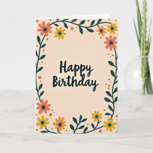 Cartão de Aniversário com Grinalda Floral
