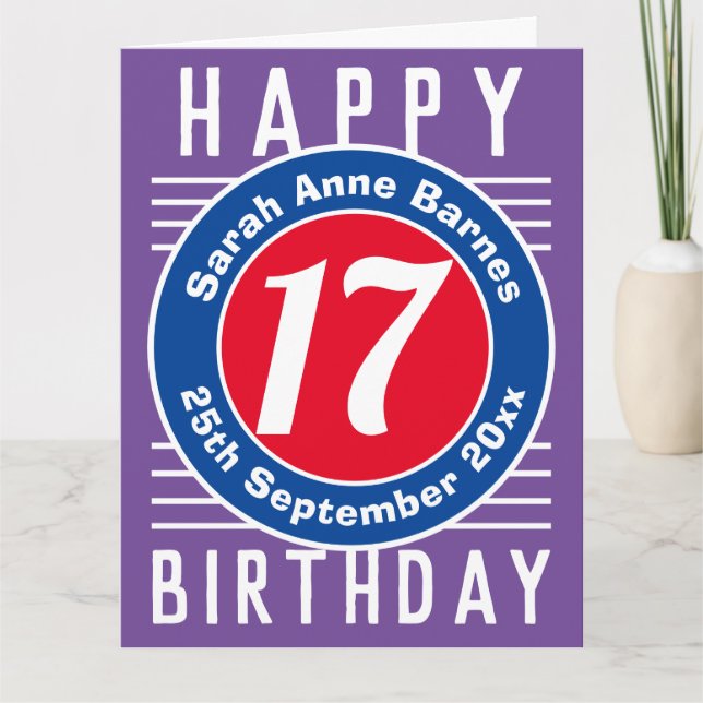 Cartão de aniversário com idade, nome e data (Frente)