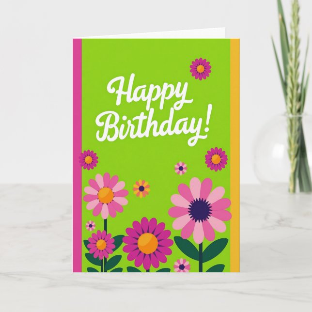 Cartão de Aniversário com Ilustração Alegre (Frente)