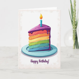 Cartão de Aniversário com Ilustração Alegre