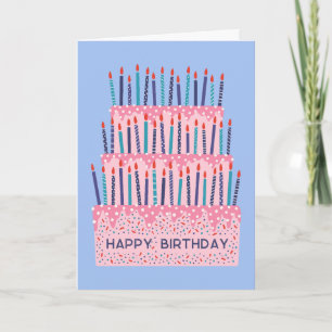 Cartão de aniversário com ilustração de bolo com v