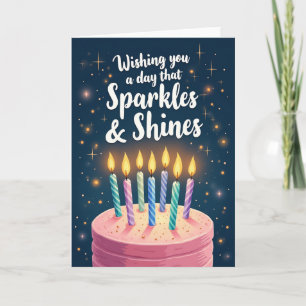 Cartão de Aniversário com Ilustração de Brilho