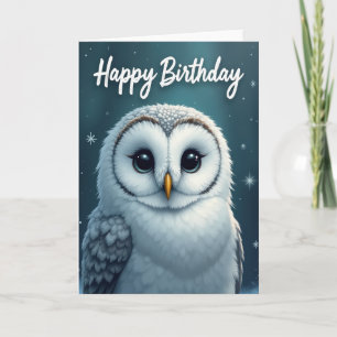 Cartão de Aniversário com Ilustração de Coruja