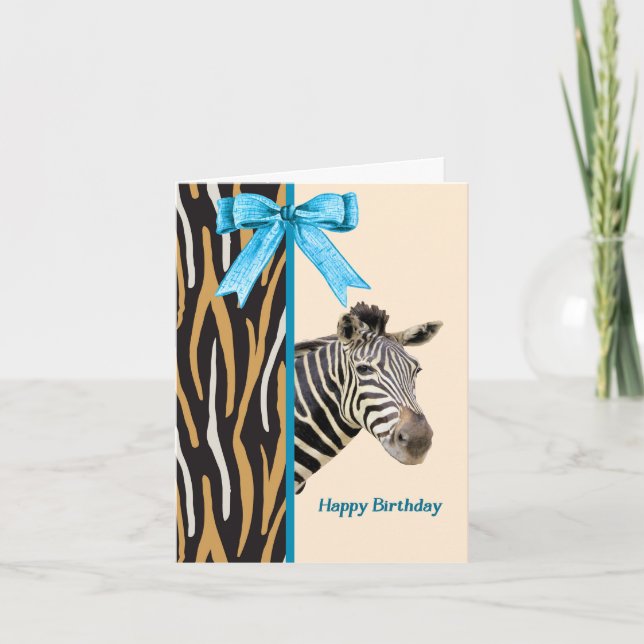 Cartão de aniversário com imagem de Zebra (Frente)