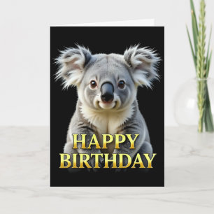 CARTÃO DE ANIVERSÁRIO COM KOALA EM CLOSEUP NÍTIDO