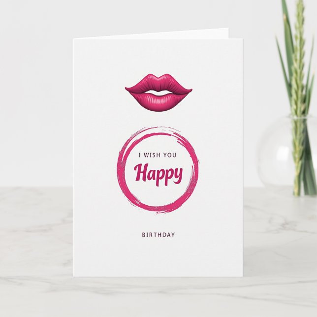 Cartão de Aniversário com Lábios Glossy (Frente)