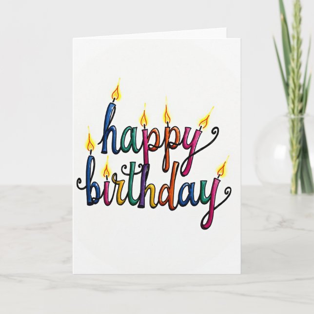 Cartão de aniversário com letra de vela (Frente)