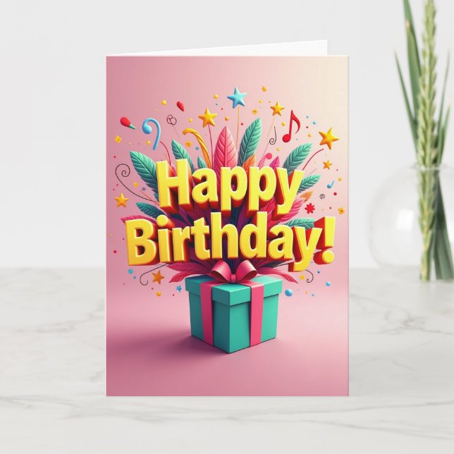 Cartão de Aniversário com Letra Dourada (Frente)