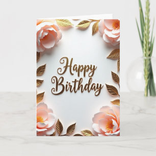 Cartão de Aniversário com Letra Dourada