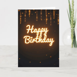 Cartão de Aniversário com Letra Dourada Brilhante