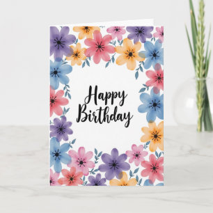 Cartão de Aniversário com Letra Elegante