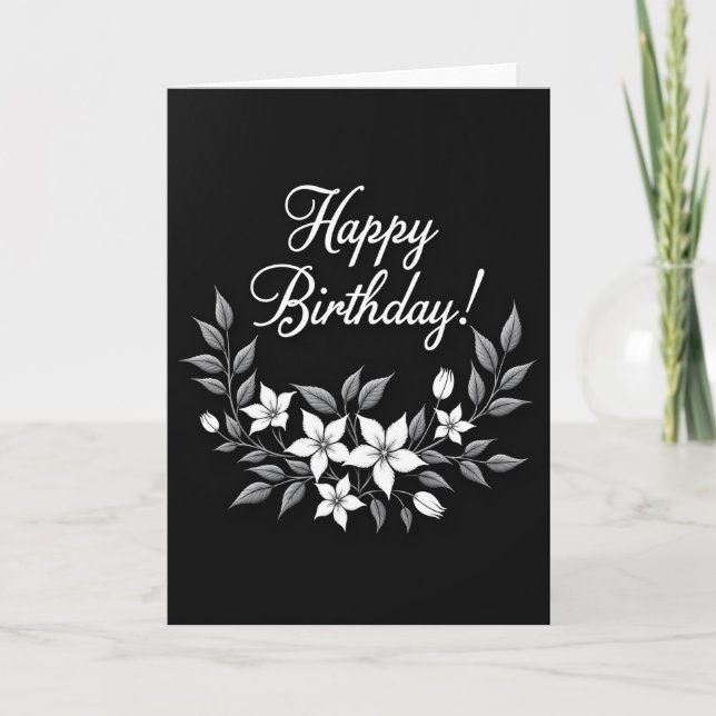 Cartão de Aniversário com Letra Elegante (Frente)