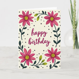 Cartão de Aniversário com Letra Floral
