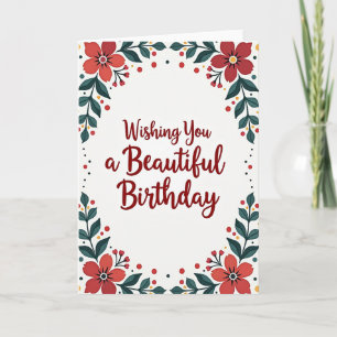 Cartão de Aniversário com Letra Floral Bonita