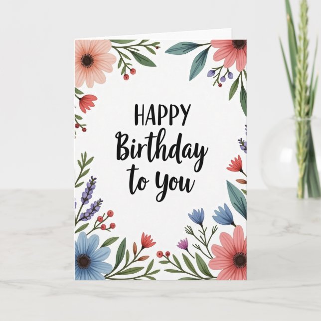 Cartão de Aniversário com Letra Fluida (Frente)