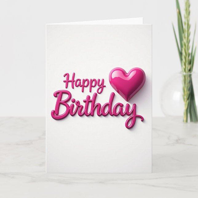 Cartão de Aniversário com Letra Fuchsia Doce (Frente)