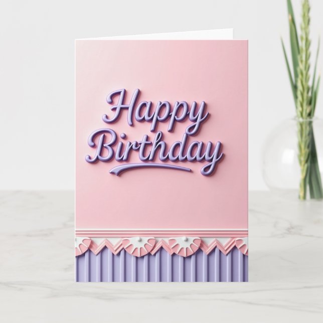 Cartão de Aniversário com Letra Inflada Doce (Frente)
