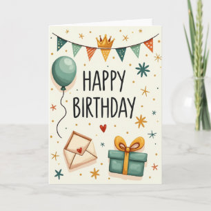 Cartão de Aniversário com Letra Manual