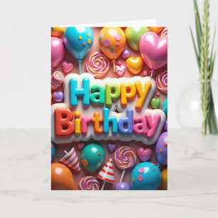 Cartão de Aniversário com Letra Pastel