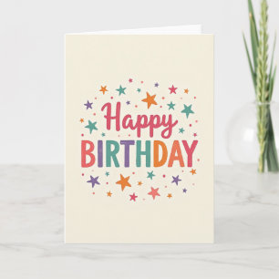 Cartão de Aniversário com Letra Vibrante