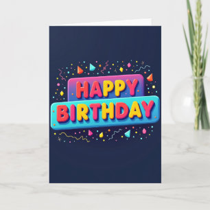 Cartão de Aniversário com Letras Brilhantes
