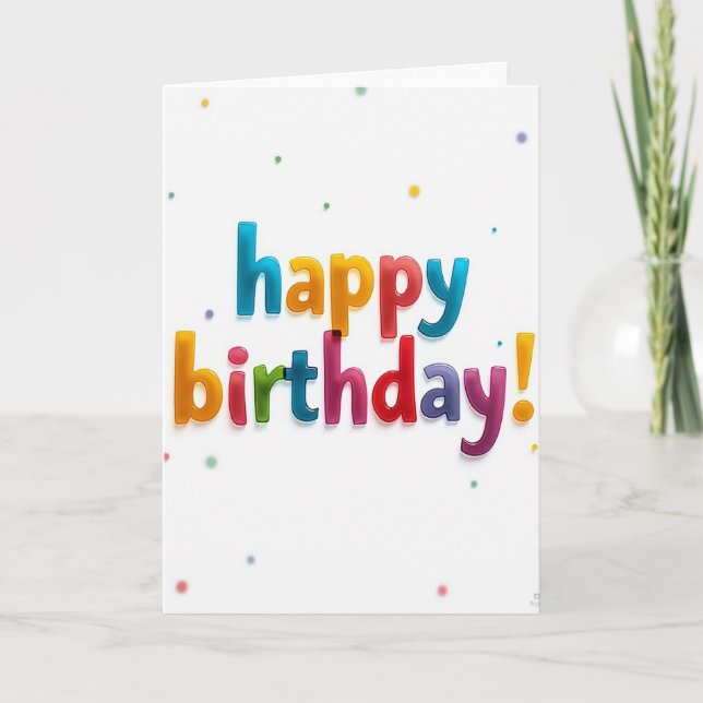 Cartão de Aniversário com Letras de Doce (Frente)