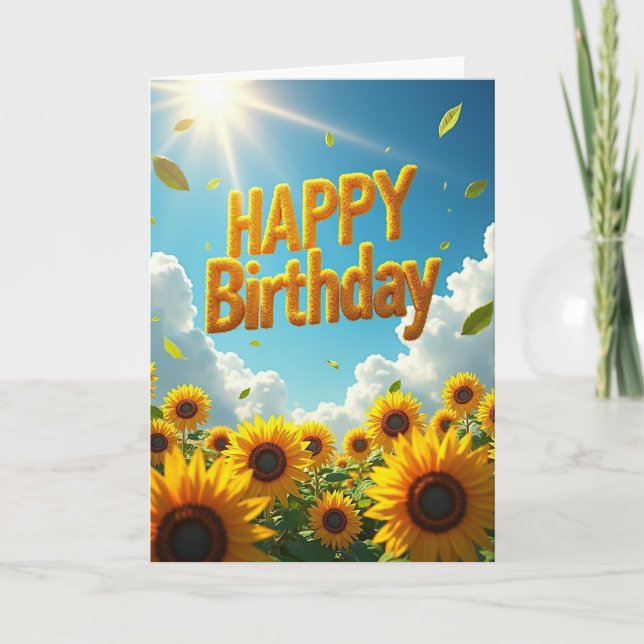 Cartão de Aniversário com Letras Douradas (Frente)