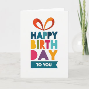 Cartão de Aniversário com Letras Empilhadas