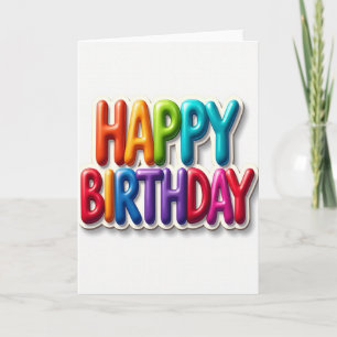 Cartão de Aniversário com Letras Infladas