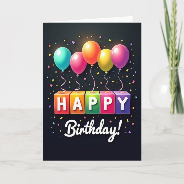 Cartão de Aniversário com Letras Maiúsculas (Frente)