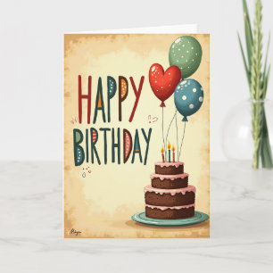 Cartão de Aniversário com Letras Padronizadas