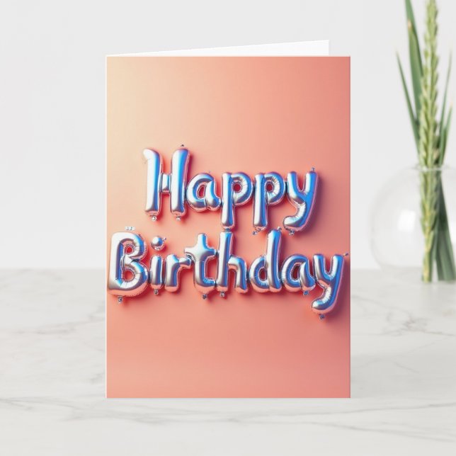 Cartão de Aniversário com Letras Prateadas (Frente)