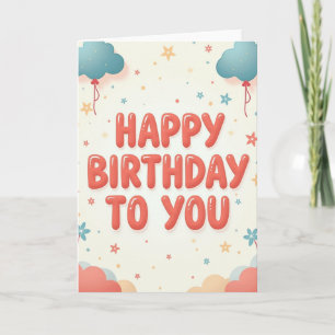 Cartão de Aniversário com Letreiro Coral