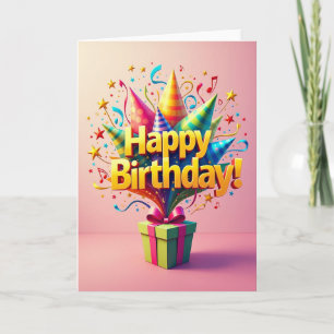Cartão de Aniversário com Letreiro Dourado