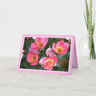 Cartão de Aniversário com Lindas Flores Cor-de-Ros