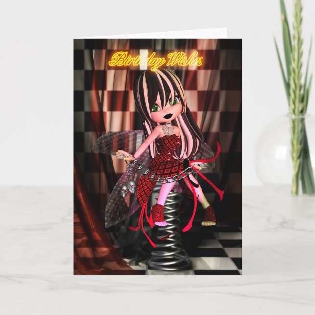 Cartão de aniversário com luas Gothic Fairy (Frente)